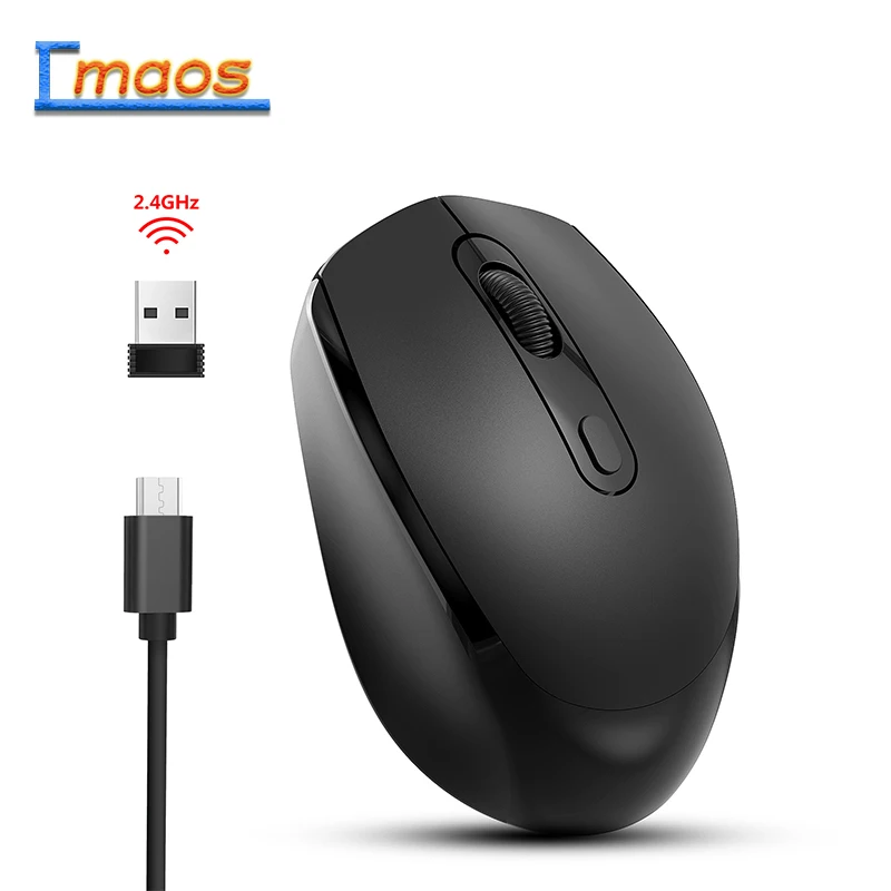

Rechargeable Wireless Gaming Mouse Adjustable Receiver Optical 2.4GHz 1600DPI Ergonomic Mice For Laptop PC Gamer