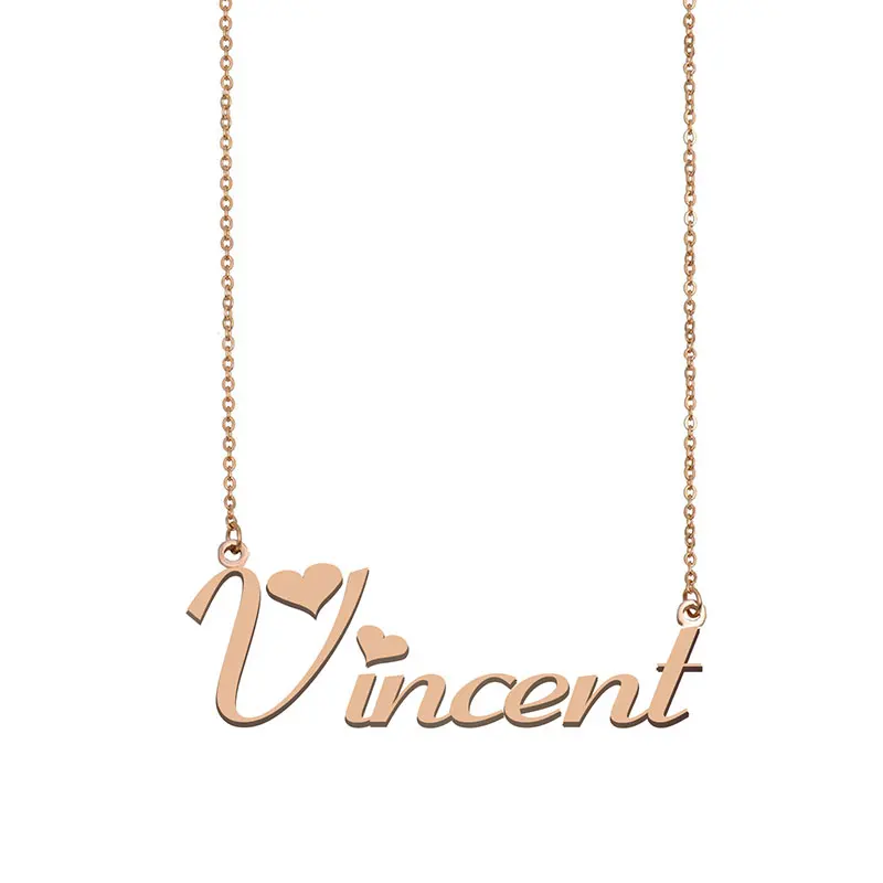 Vincent Name Necklace Custom Personalized Gold Choker for Women Girls Best Friends Birthday Wedding Christmas Mother Days Gift
