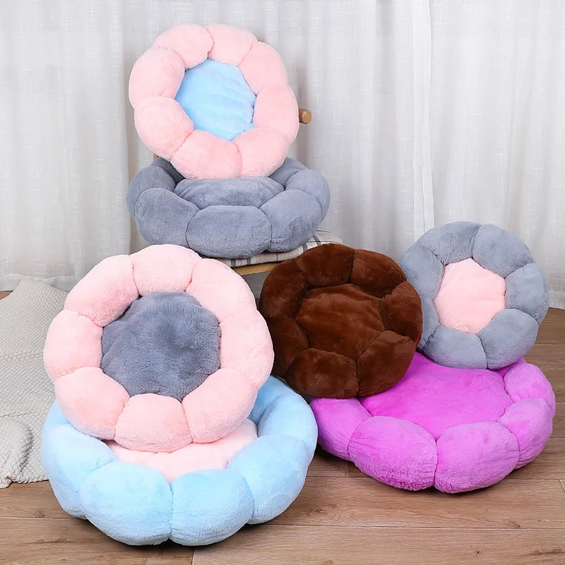 

Winter Soft Pet Dog Bed for Small Medium Dogs,Plush Thickened Round Flower Pet Bed,Chihuahua French Bulldog Warm Kennel Mattress