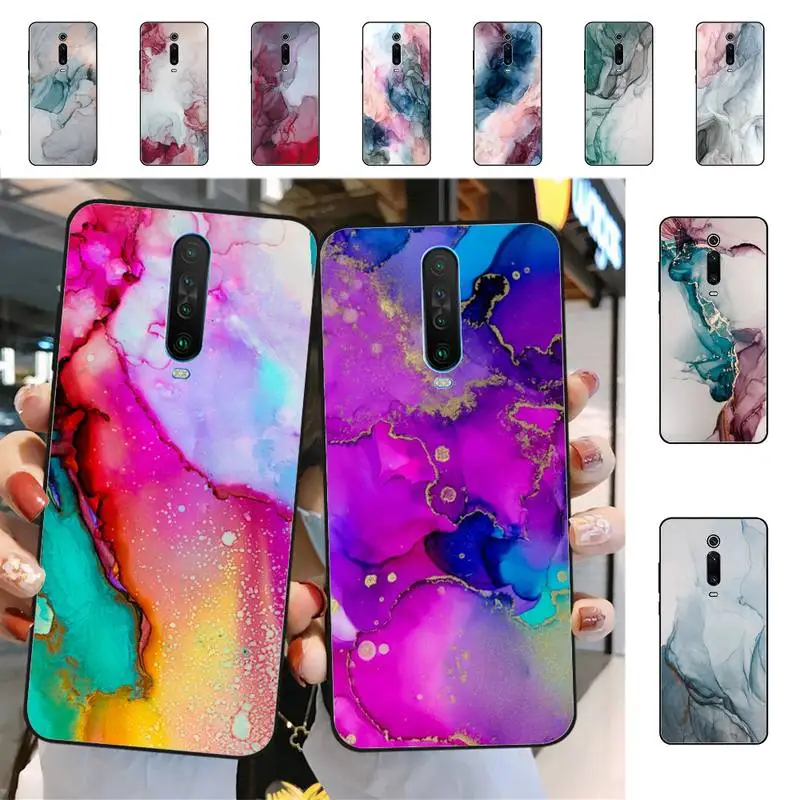 

YNDFCNB Watercolor Ink Marble Pattern Phone Case for Redmi 5 6 7 8 9 A 5plus K20 4X 6 cover
