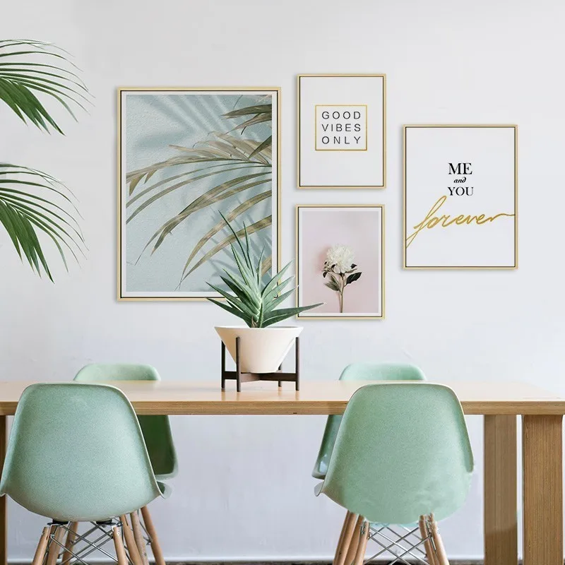 Современные розовые цветочные зеленые листья надпись на тему любви искусство