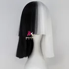 Новые хараджуку стиль синтетические короткие с эффектом деграде (переход от темного к светлому), Для женщин прямые Sia парик Косплэй черного цвета блонд парики для вечерние
