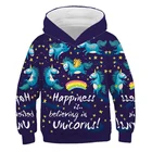 Модные толстовки с 3D единорогом, свитшот для девочек и мальчиков, радужная Женская тонкая детская толстовка с длинным рукавом, худи для малышей, пальто