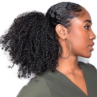 Mogolian афро кудрявые накладные человеческие волосы на шнурке для конского хвоста 4B 4C Remy 10-28 дюймов Длинные накладные волосы на клипсе