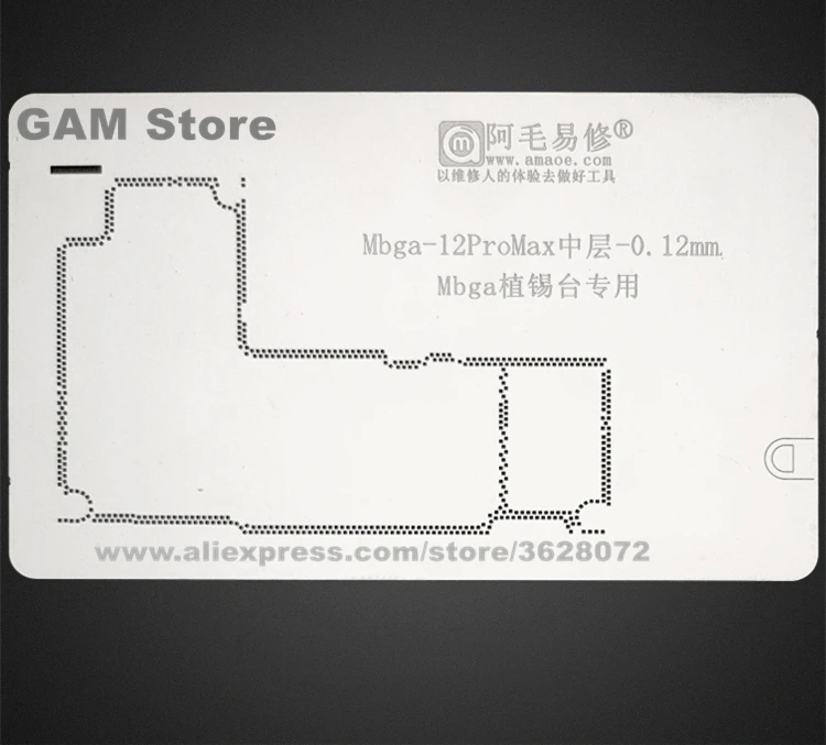 

For iPhone 12Promax Middle Layer Board MBGA BGA Stencil Reball Solder Tin Plant Net Steel Mesh Heat Template Amaoe Square Hole