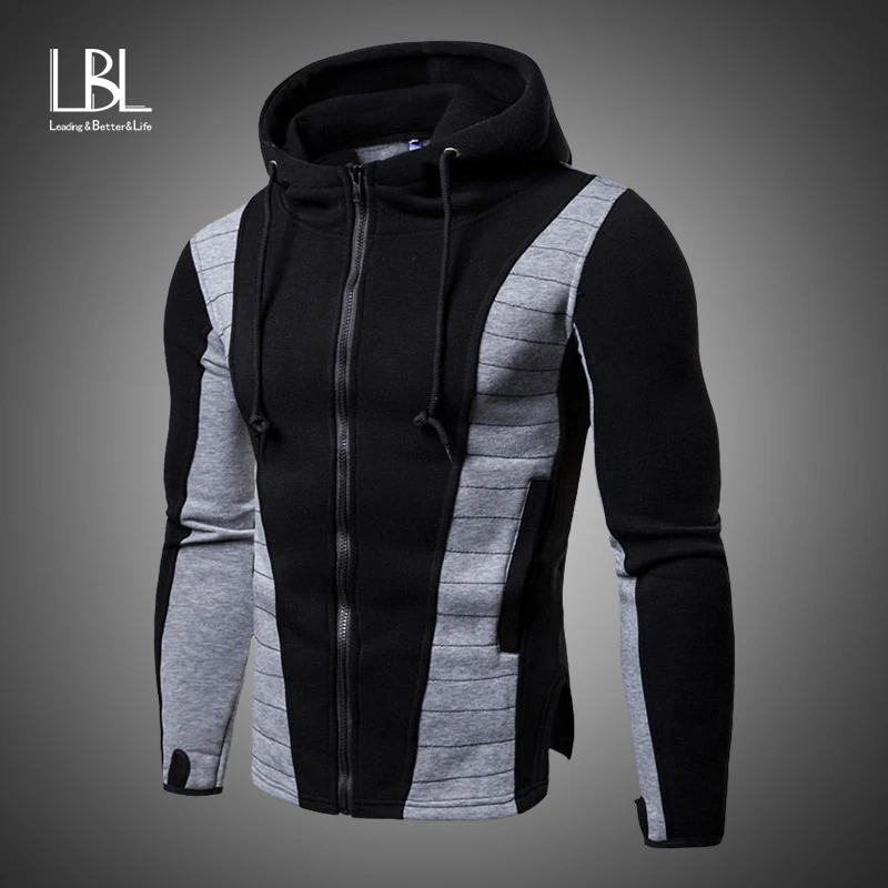 

Sweatshirts Mens Tracksuit Autumn Casual Patchwork Slim Fit Hooded Sportswear Winter Hoodies Mens zipper Warm Outdoor Sports Top