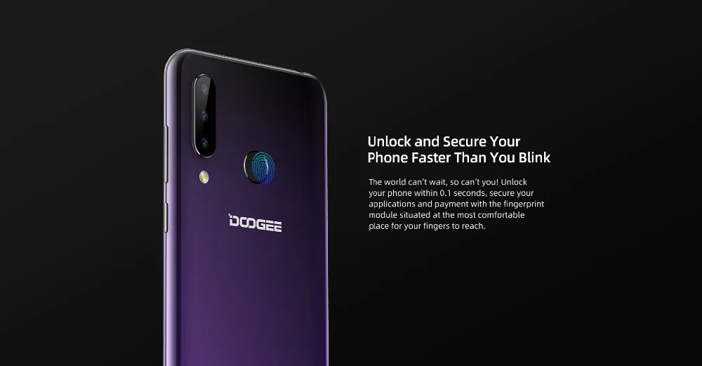 DOOGEE N20, мобильный телефон, 6,3 дюймов, дисплей, 64 ГБ, 4 Гб, отпечаток пальца, распознавание лица, 16 МП, 8 Мп, 8 Мп, тройная задняя камера, восьмиядерный смартфон, 4350 мАч
