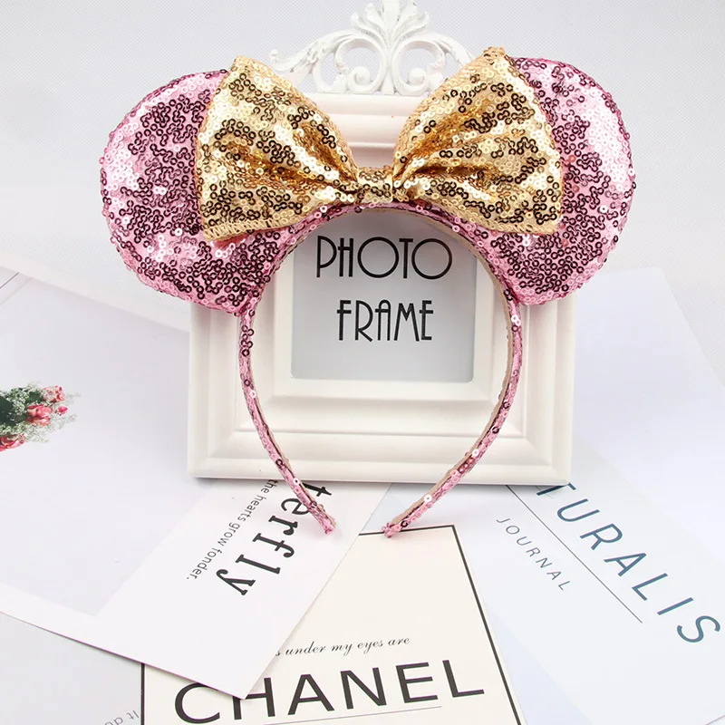 Повязка на голову с Микки Маусом Высококачественная повязка блестками и бантом