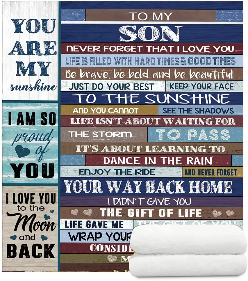 

Throw Blanket - to my son blanket Fleece Throw Blanket,Super Soft Ultra-Soft Micro Fleece Blanket for Bedroom SOFE Couch
