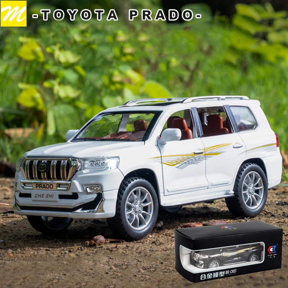 

1:24 2020 Toyota PRADO модель автомобиля из сплава Bobcat амортизатор рулевого управления для мальчика звук светильник металлическая игрушка модель ав...