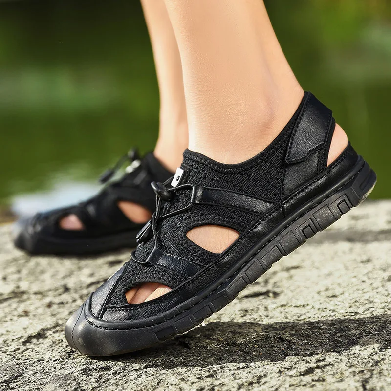 2019 г. новые мужские сандалии удобные дышащие летние кожаные Вьетнамки из