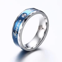 milangirl never fade silver plated engagement blue forever love letter jewerly accessories women and men wedding rings couples