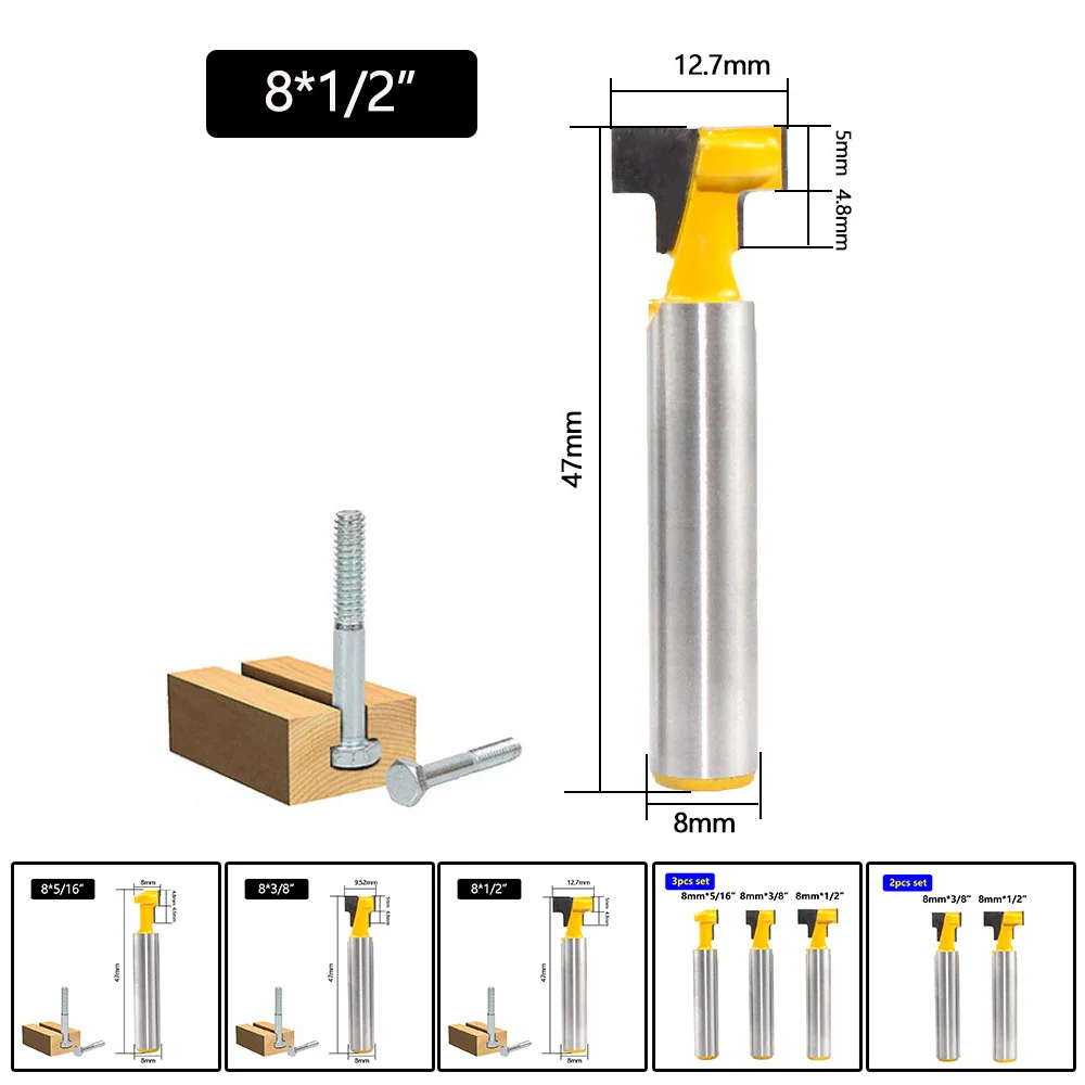 

Set Router Bit Key Hole Milling Woodworking Industry Durable Practical