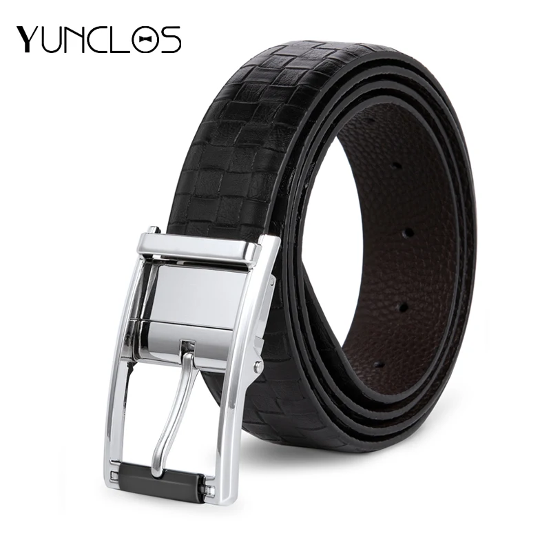Высококачественный кожаный мужской ремень для джинсов двусторонний с пряжкой