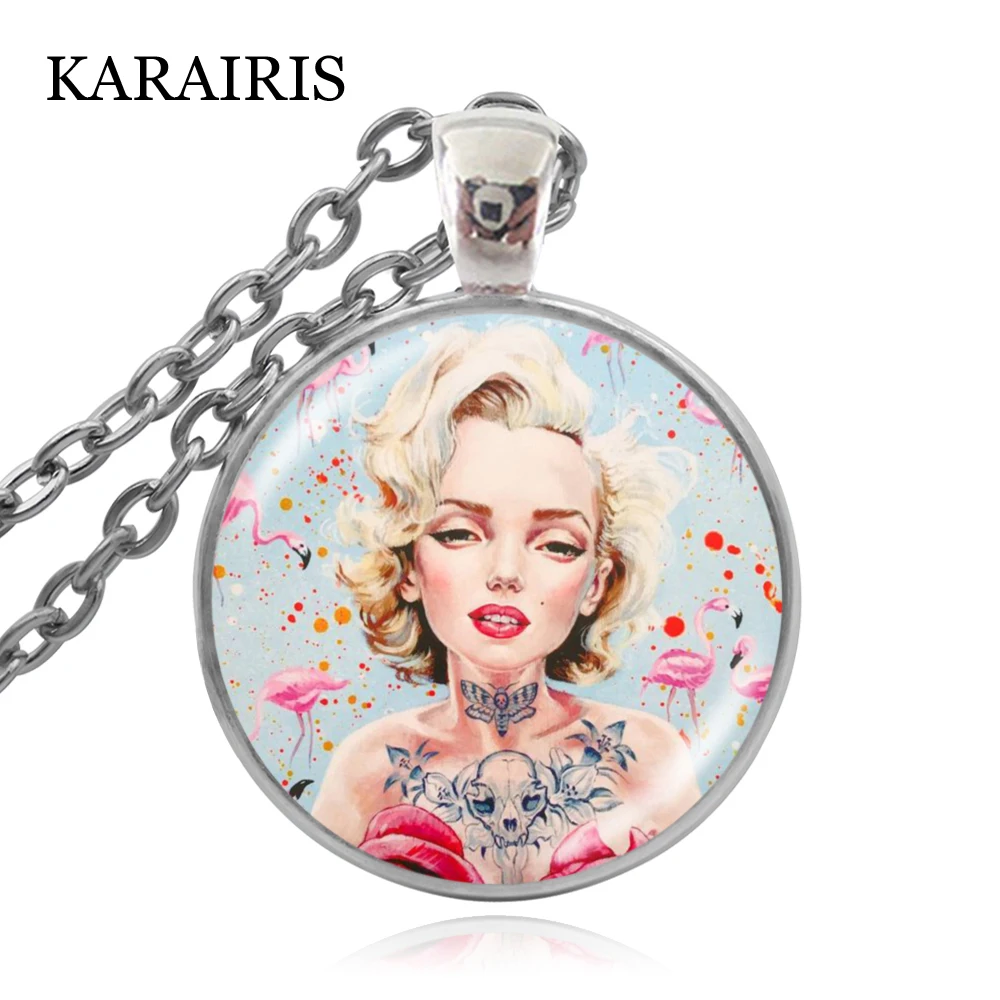 KARAIRIS 2020 новинка Мэрилин Монро кулон ожерелье модное Круглое стекло с