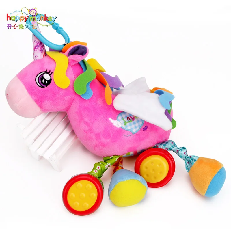 Подвесная погремушка для новорожденной коляски разноцветная Мягкая Плюшевая