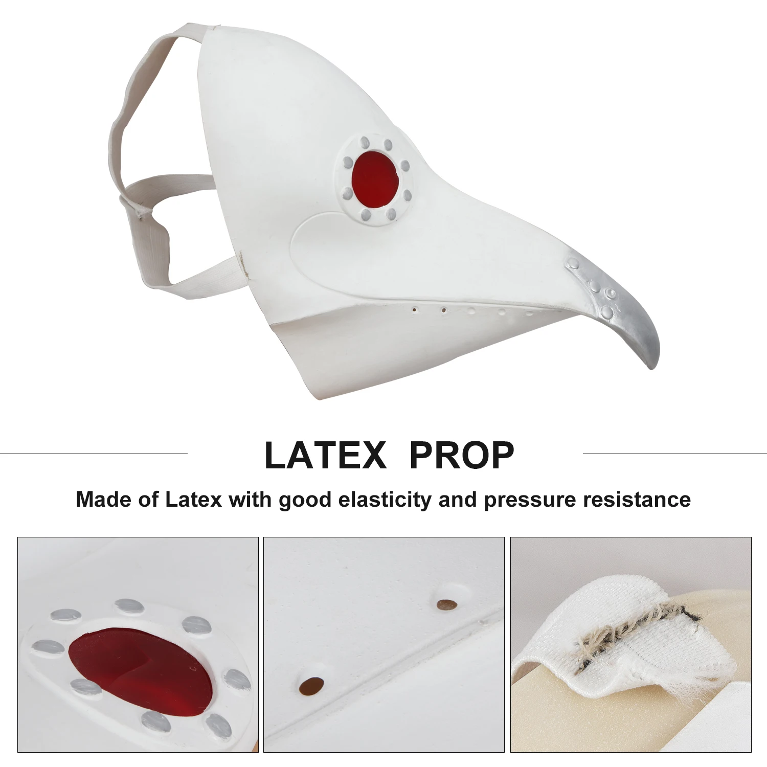 

Waylike Real Adult Party Costume Retro Horror Mask Beak Retro Horror Carnival Cosplay Mask Latex Silver Pointed Beak White