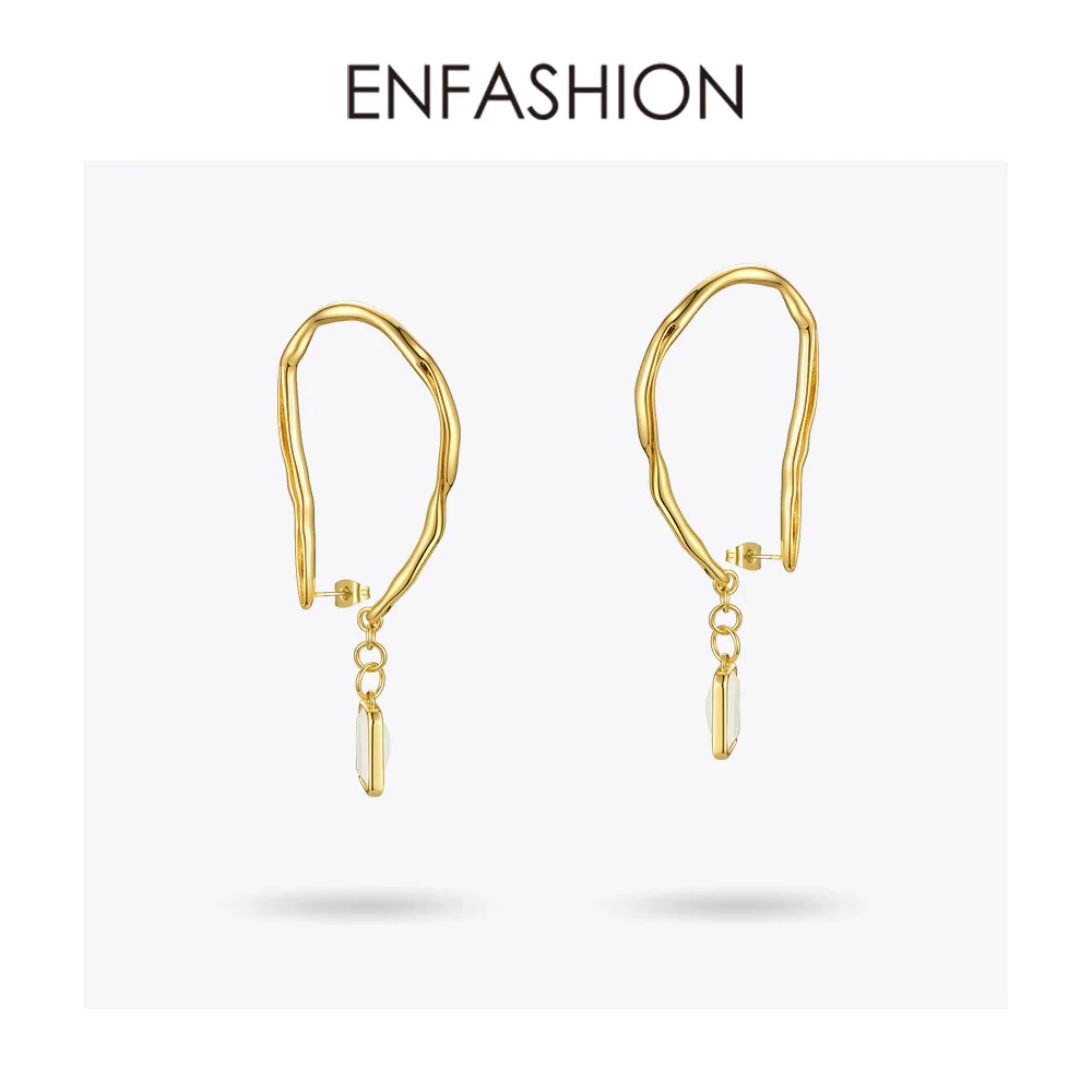 ENFASHION нерегулярные ушной раковины серьги кольца для женщин Золотой Цвет камень