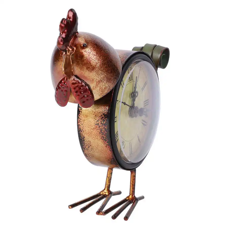 Европейский Винтажный стиль железные часы в форме курицы настольные стиле ретро