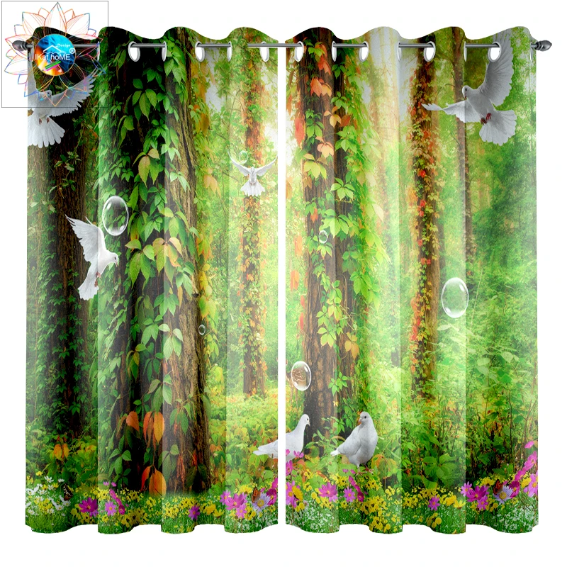 Двойные шторы для спальни с лесом гостиной кухни ванной Затемненные окна