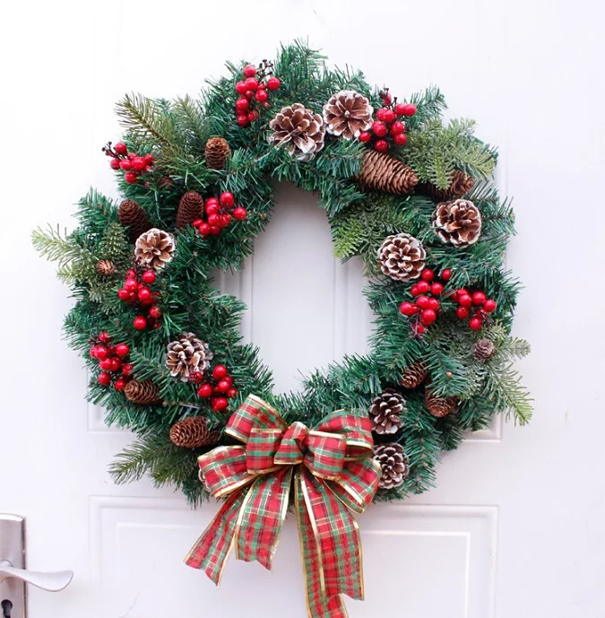 1 Hot Sale Christmas Wreath Artificial Plant Rattan Circle Wall Decoration Simulation Fake Flower Door Hanging Wreath For Home - Цвет: 1