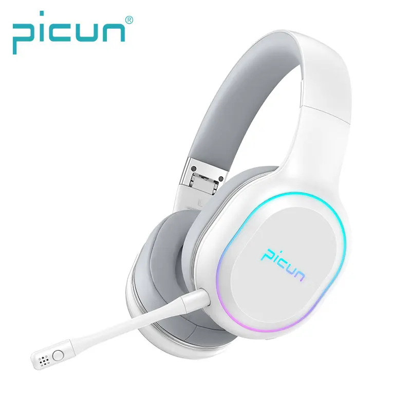 White Новые Picun P80S, мобильные Игровые наушники, игровая bluetooth-гарнитура, вибрация, геймер, беспроводные съемные наушники с микрофоном - Цвет: White