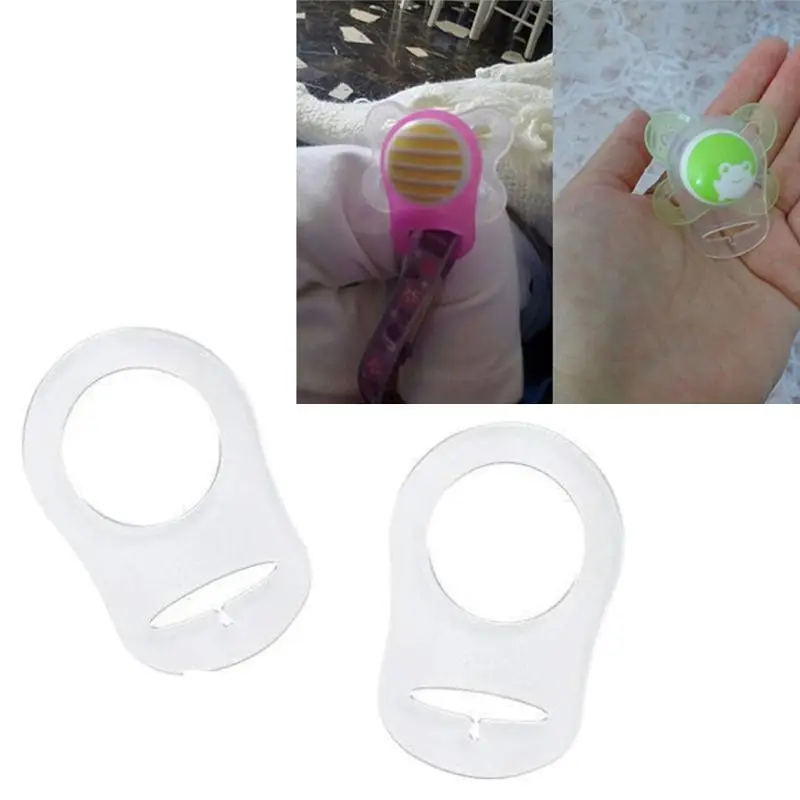 Anillo de bot&oacute;n de silicona transparente para chupete, adaptador de Clip para chupete, 12 Uds.-1