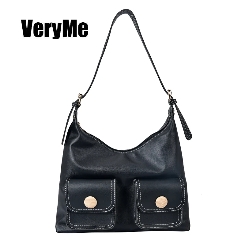 

VeryMe Multiple Pockets Handbags Women's Leather Large Capacity Shoulder Bag Practical Shopping Bags Fashion Female Underarm Bag