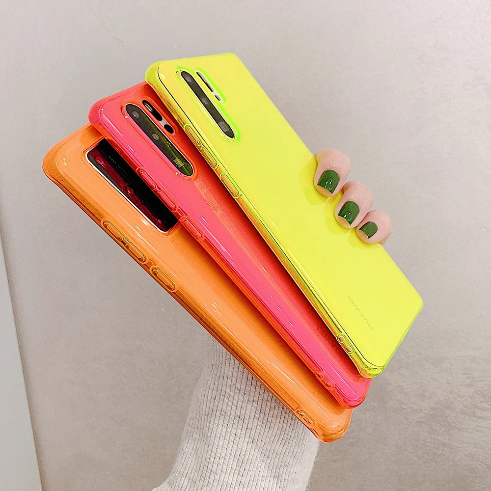 LOVECOM Camera Protection Fluorescent Phone Case For Huawei P40 P30 P20 Pro Lite Mate 30 Nova 5 Soft TPU Solid Color Back Cover | Мобильные