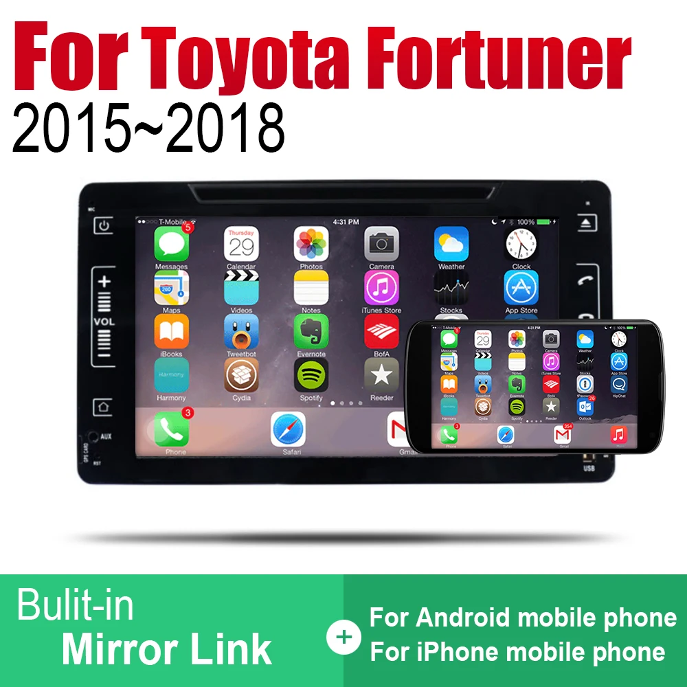 Для Toyota Fortuner 2015 2016 2017 2018 Android автомобильный DVD GPS навигатор плеер Bluetooth
