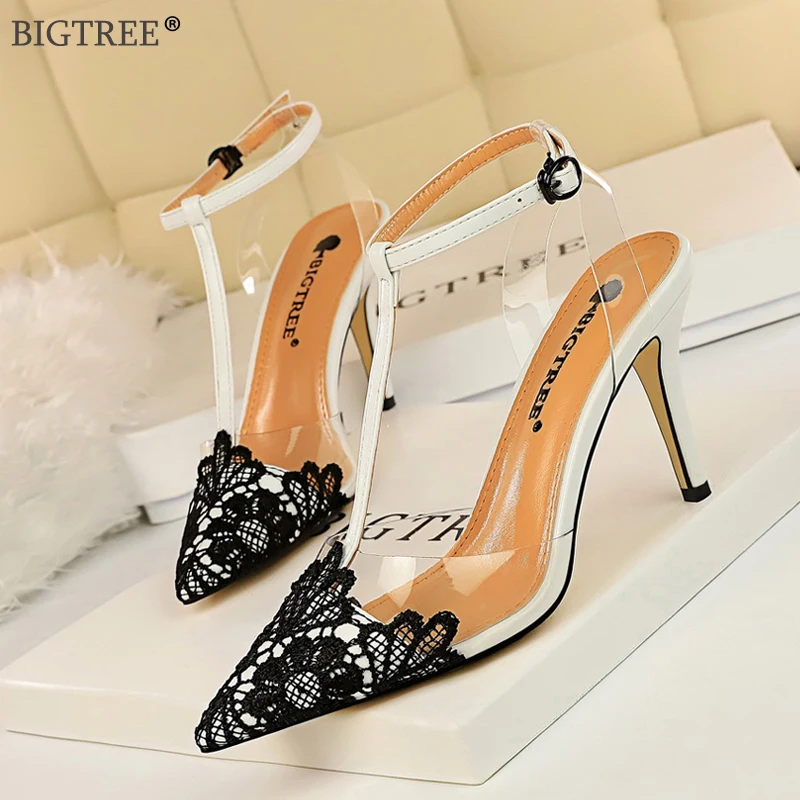 Новинка 2020 года Женские босоножки Прозрачные пикантные туфли лодочки из ПВХ на