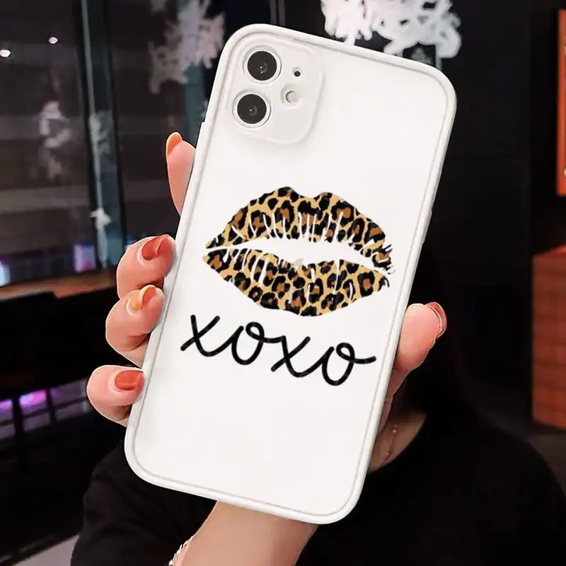 

LOVE Leopard Phone Cases Matte For iPhone 12 Mini 11 Pro XR XS Max 7 8 Plus X Hard PC Back Cover