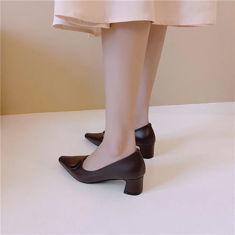 Женские туфли-лодочки FEDONAS элегантные туфли из натуральной кожи с квадратным