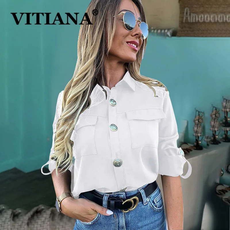VITIANA Повседневная Блузка с рукавом до локтя Женская Весенняя коллекция 2020