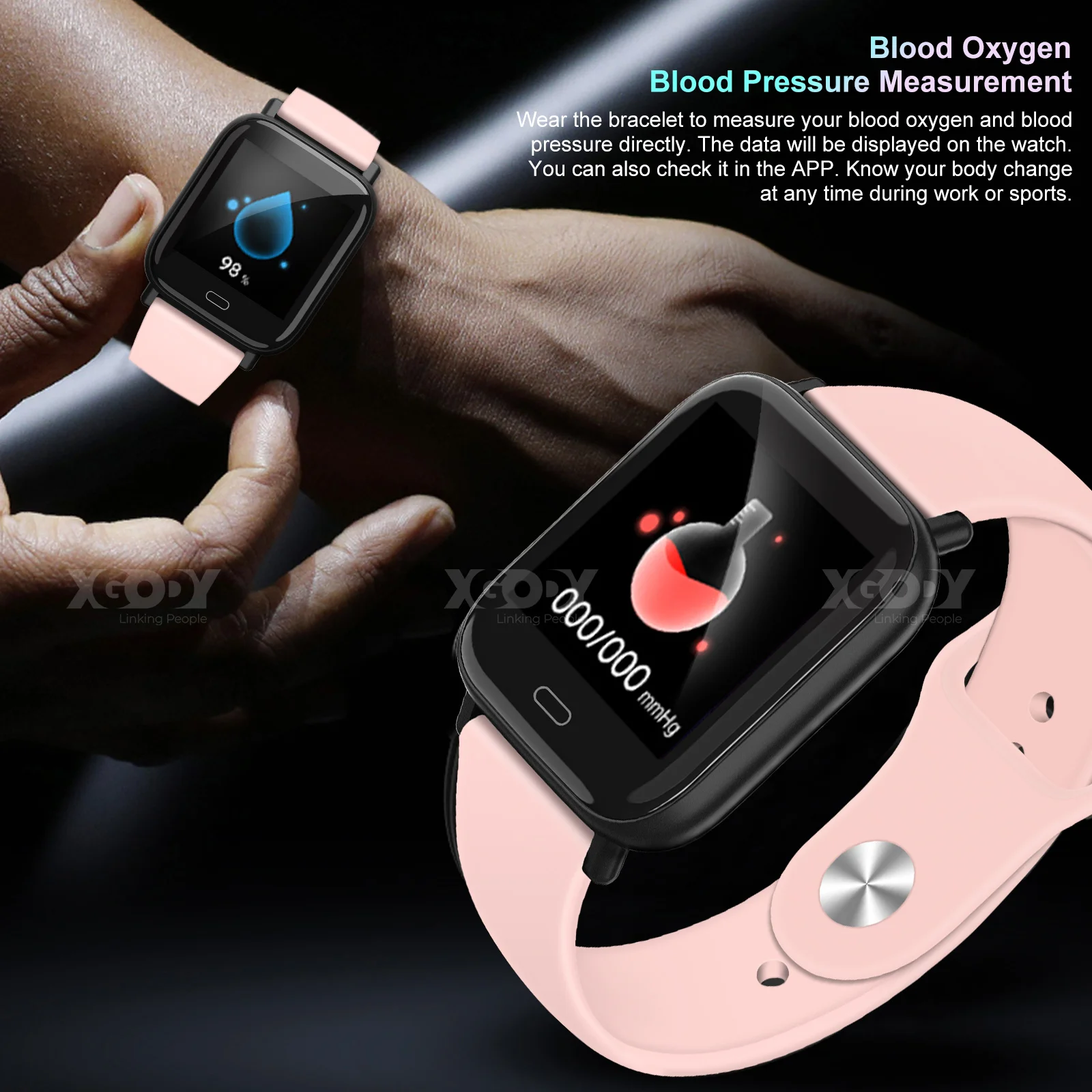 Xgody G20 Smart Wristband Sports Fitness Bracelet Blood Pressure Measurement Watches Pedometer Smartband Watch | Электроника