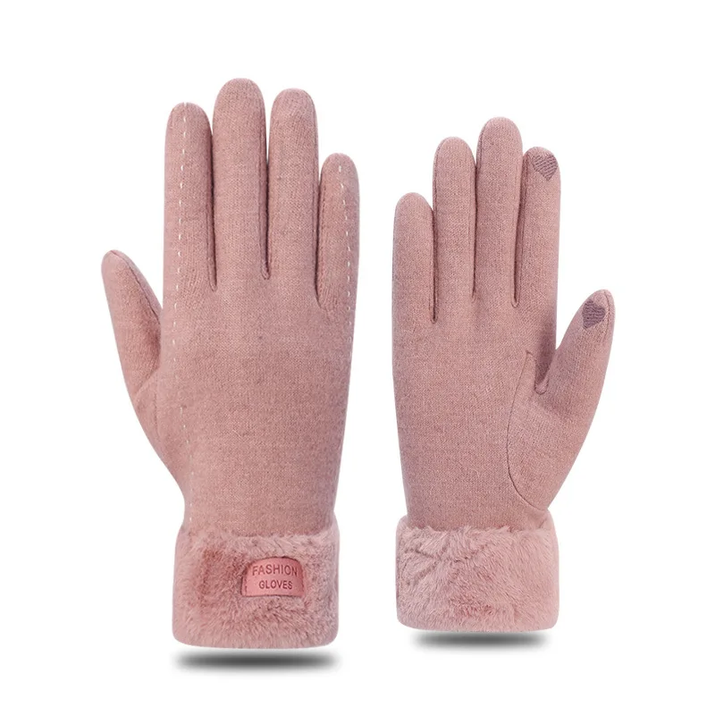 

70% Cashmerel Thermal Gloves Women Winter Cashmere Wool Velvet Thickened Warmth Korean Cute Driving Female Touch Screen Gloves