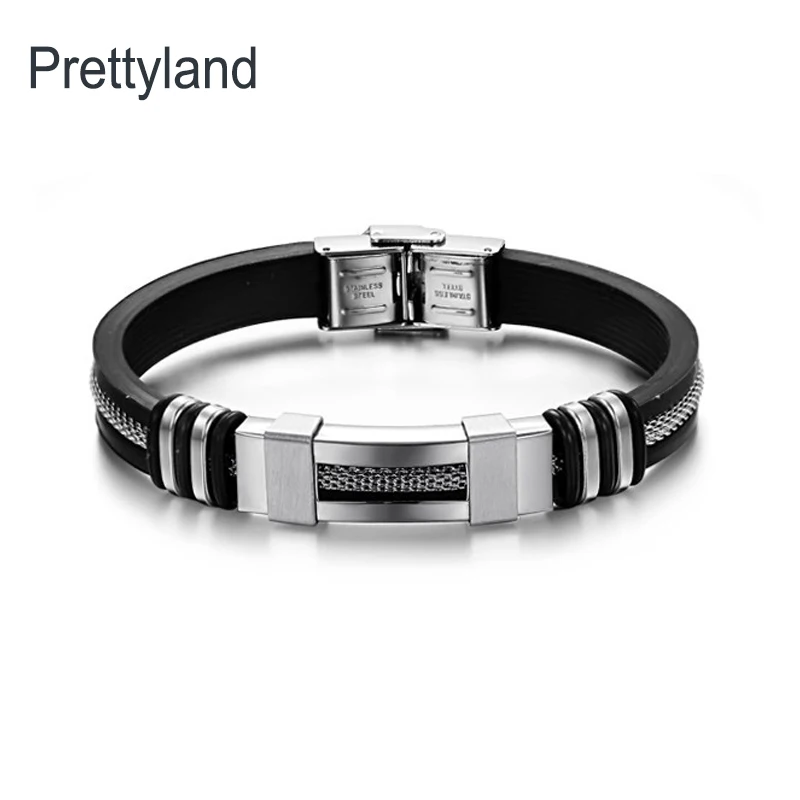 4 цвета силиконовый браслет из нержавеющей стали мужские ювелирные изделия в