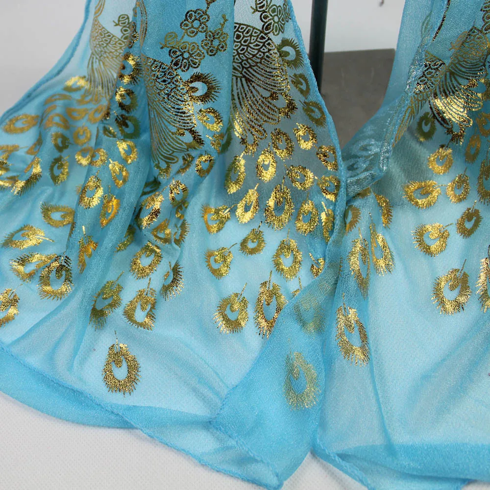 Женский шарф с вышитыми цветами павлина Разноцветные длинные мягкие шарфы