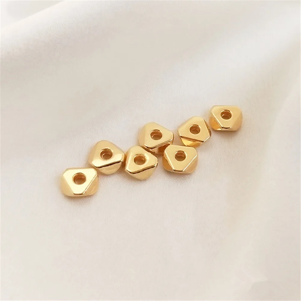 

14K Gold Filled Plated Cut the pearl River Delta six - side partition piece loose bead handmade DIY bracelet jewelry accessories