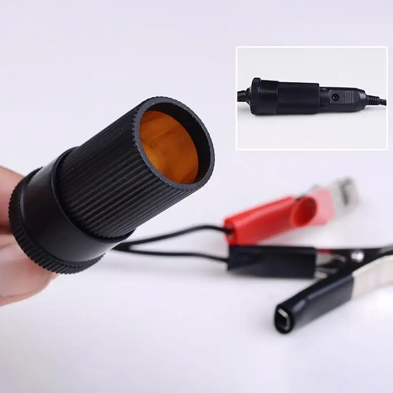 

Universal Battery Clips Terminal Clip-on Crocodile Clip Cigarette Lighter Power Socket Adaptor 12V Camping Clamp