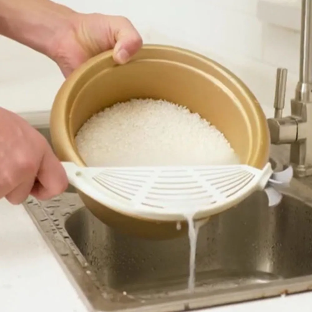 

Food Grade Plastic Rice Beans Peas Washing Filter Strainer Green Pink Color Basket Sieve Drainer Cleaning Gadget