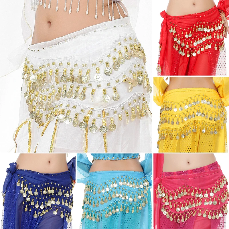 Thailand/India/Arab Dancer Skirt Women  Belly Dance Hip Scarf Wrap Belt Dancer Skirt Female Show Costume Sequins Tassels