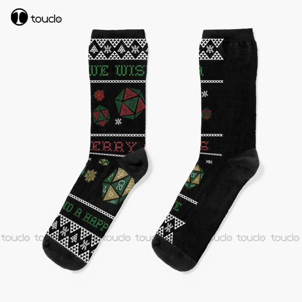 

Ugly Christmas Sweater Dragons Critical Role Socks Long Black Socks Christmas New Year Gift Custom Gift Unisex Adult Women Men