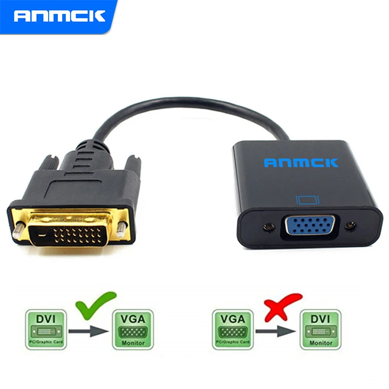Адаптер Anmck HD 1080P DVI в VGA конвертер видеошнура DVI-D 24 + 1 кабели от 25pin до 15pin для ПК