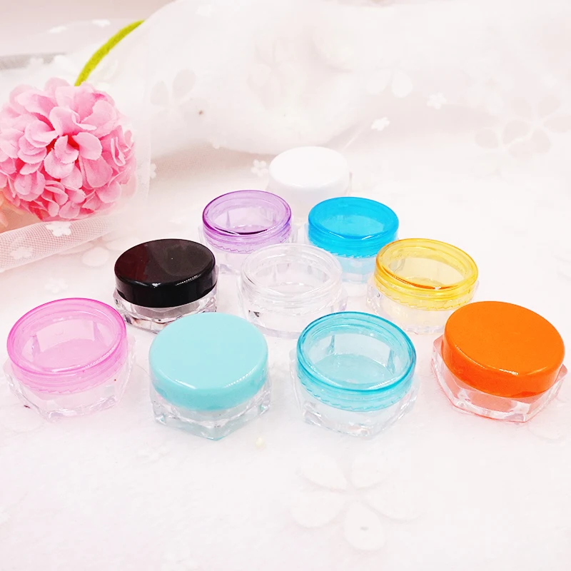 1000 X 3g/5g Colorful Small Empty Cosmetic Refillable Hexagon Sample Jars Plastic Eyeshadow Face Cream Jar Pot Container Bottle | Дом и сад