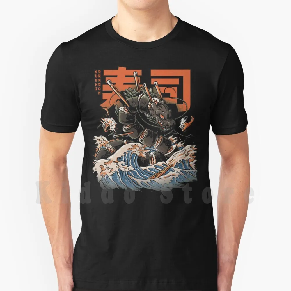 

Dragon Sushi Ramen T Shirt Cotton Men Diy Print Cool Tee Sushi Dragon Ramen Food Japan Japanese Great Wave Kanagawa Kaiju