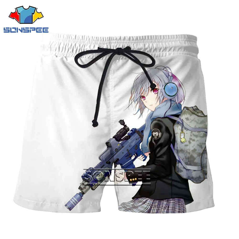 

SONSPEE 3D Anime Girl Camouflage Print Outer Wear Beach Shorts Summer Men's Casual Trend Loose Shorts Fashion Custom Printed Sho