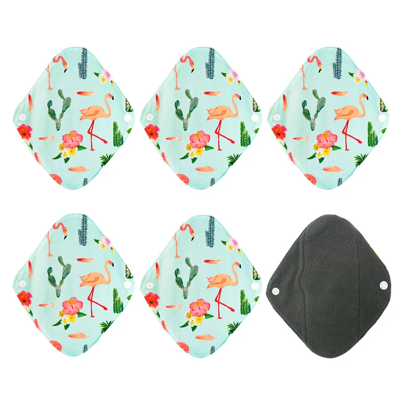 

[5PCS] Bamboo Charcoal Washable Sanitary Towels Reusable Menstrual Pads Maternity Sanitary Pad Daily Napkin Gaskets Nursing Reu