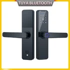 Дверной смарт-замок черный с Биометрическим распознаванием отпечатков пальцев и приложением