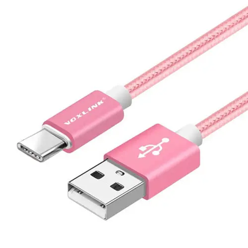 Pink VOXLINK нейлоновый Плетеный USB кабель TypeC кабель для samsung S10 S9 S8 Galaxy для huawei LG htc 10 Macbook Xiaomi Mi8 a1зарядный шнур - Цвет: Pink